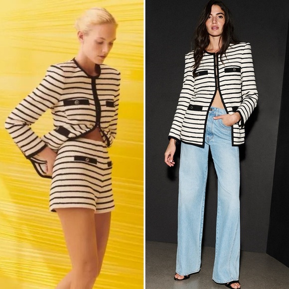 Veronica Beard Foster Dickey Jacket Black Ivory Size 10 - Picture 3 of 17